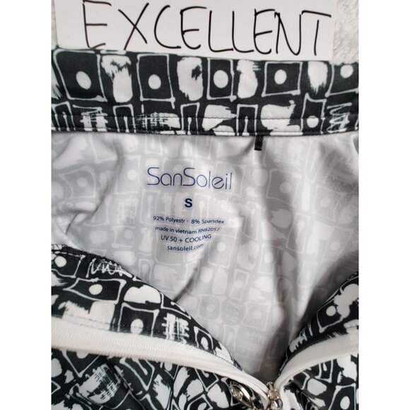 SanSoleil Womens Geometric Long Sleeve 1/4 Zip Pullover Shirt Small Black UV 50+ - Picture 3 of 7